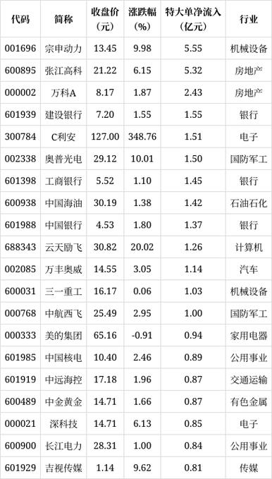 12股特大单净流入资金超2亿元_5